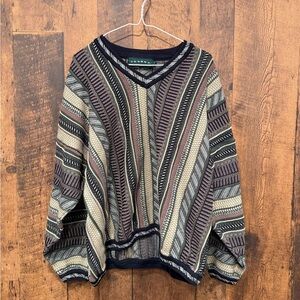 Vintage tundra Multicolor Coogi style grandpa Sweater 3X EUC